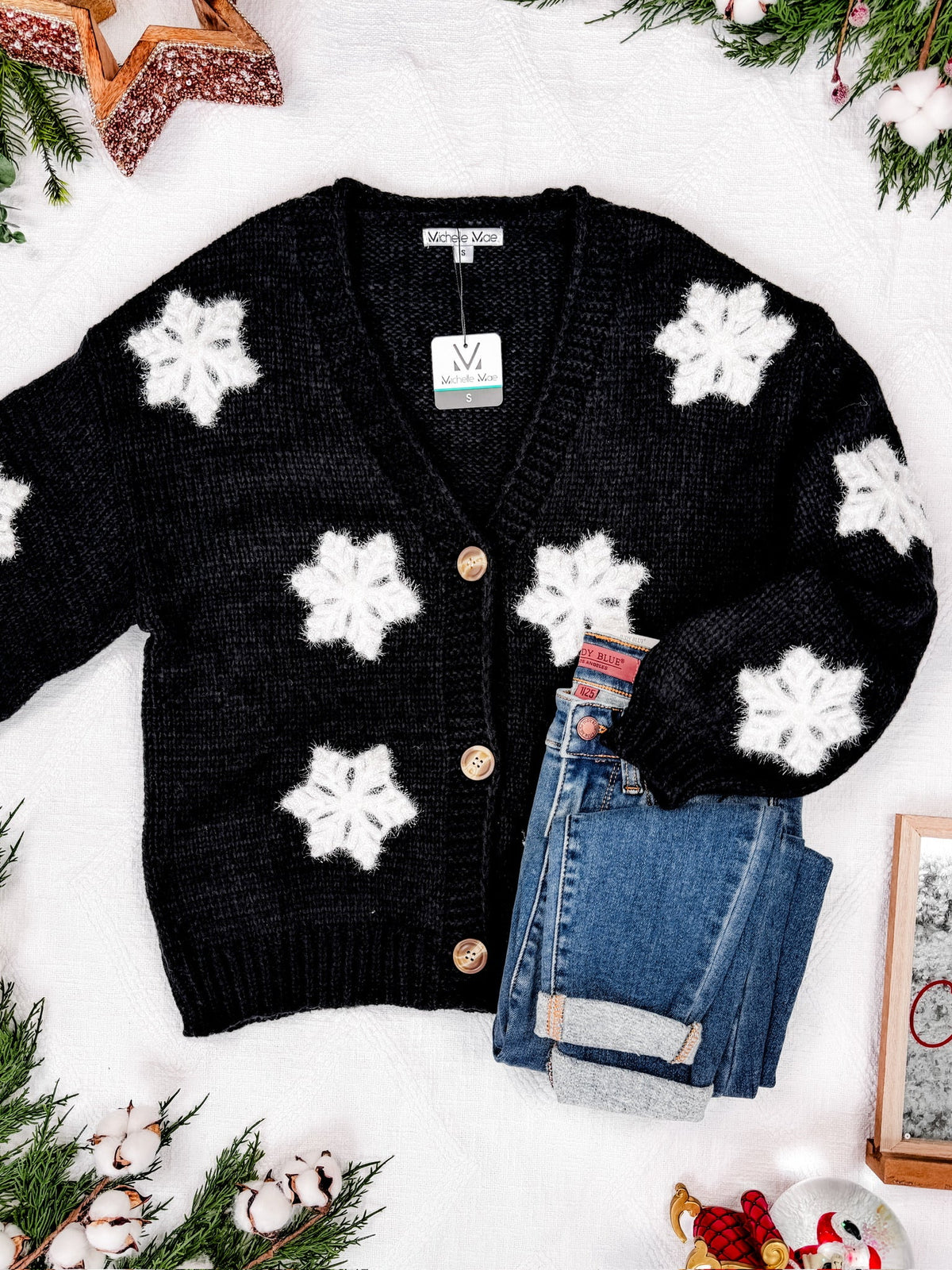 IN STOCK Snowflake Cardigan - Black