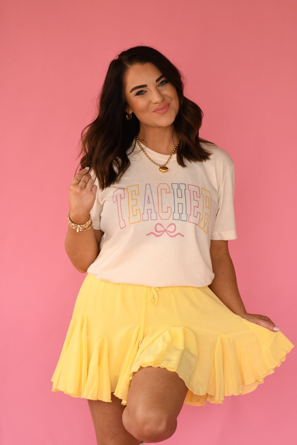 Colorful Teacher Bow Tee