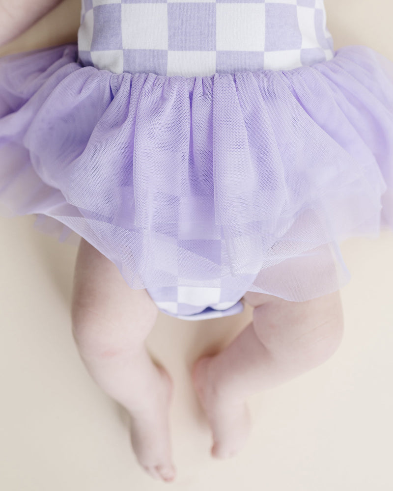 Tutu Romper | Checkered Lavender