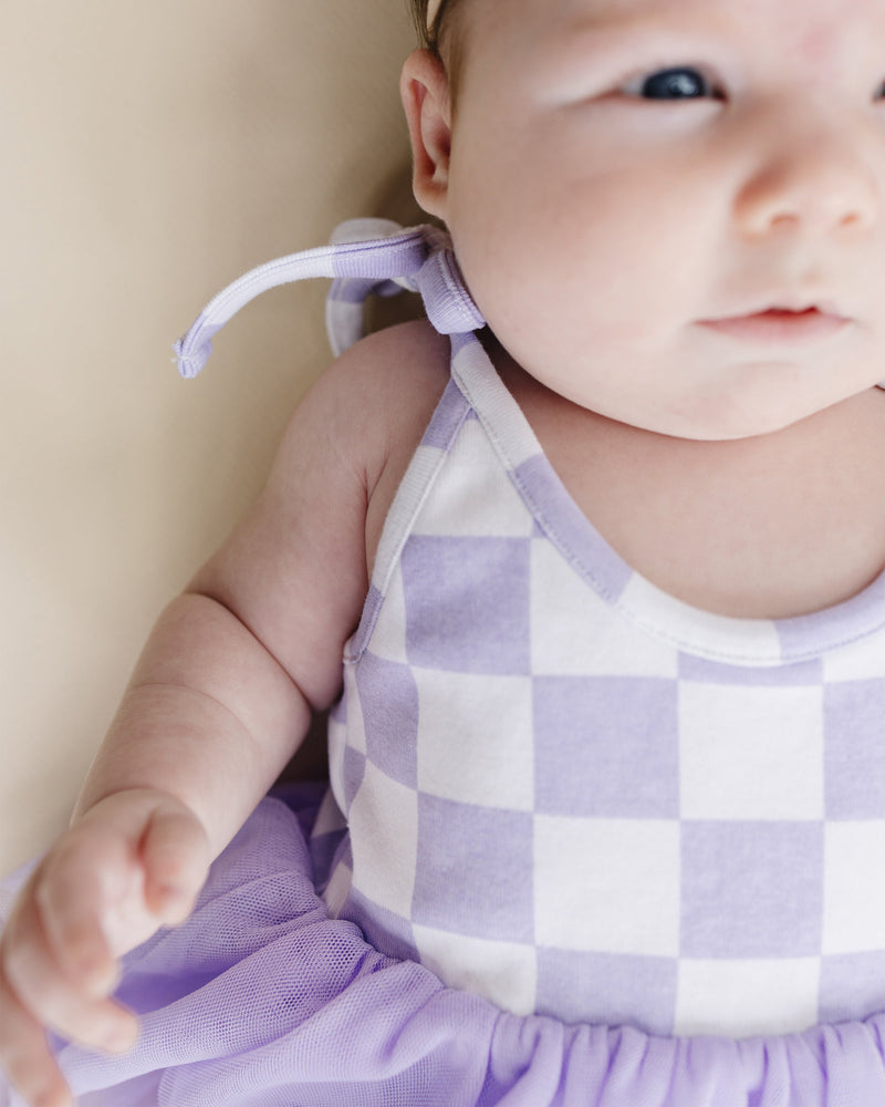 Tutu Romper | Checkered Lavender