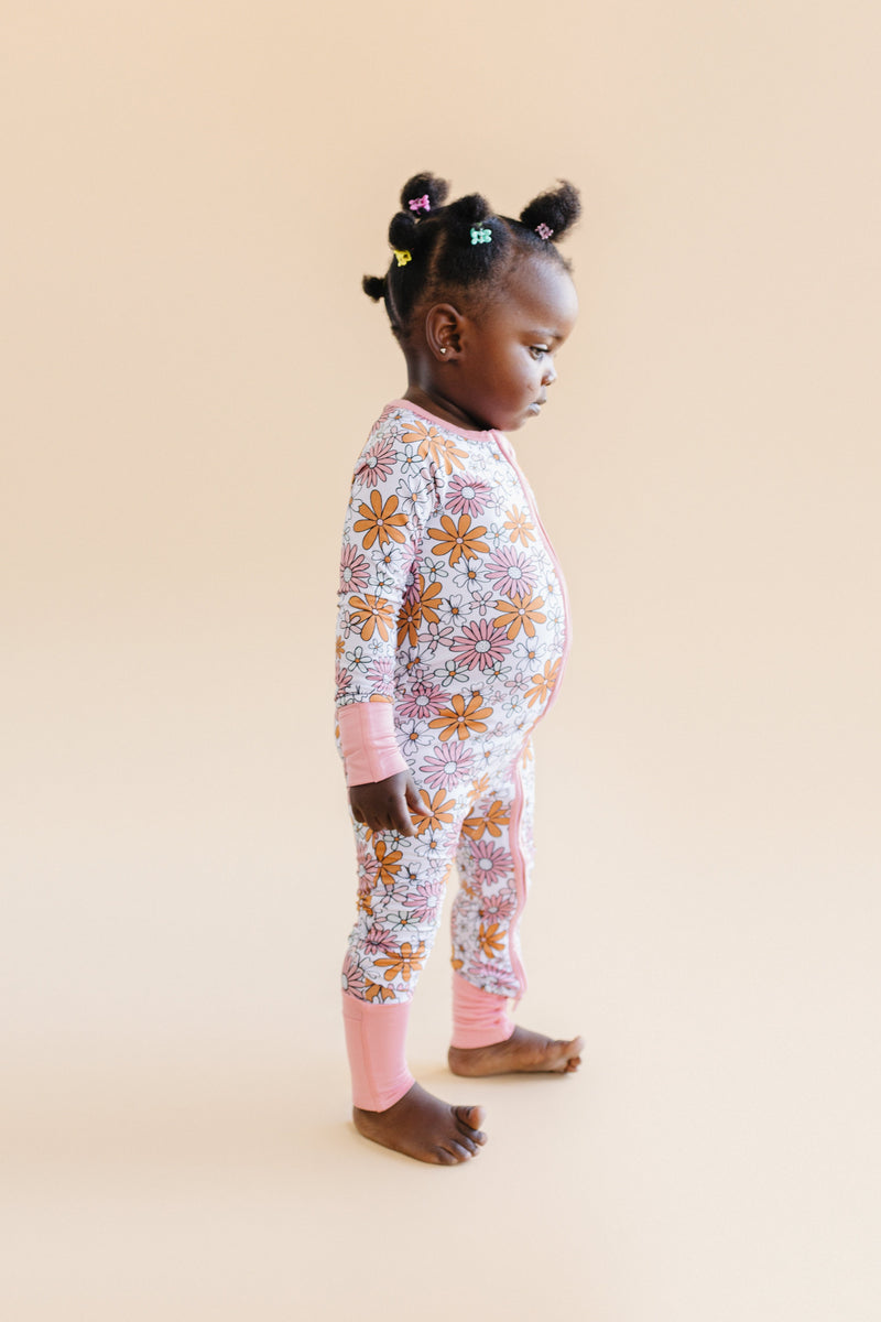 Bamboo Zip Romper | Retro Garden