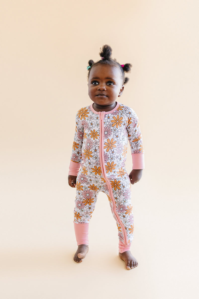 Bamboo Zip Romper | Retro Garden