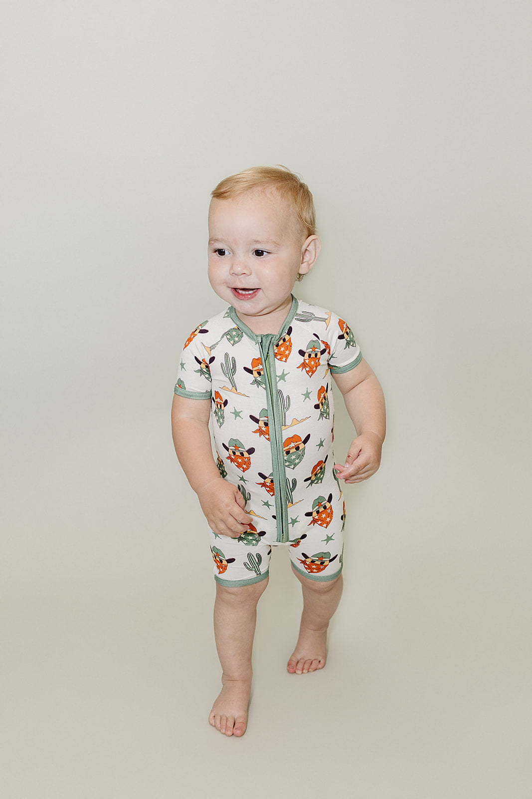 Bamboo Shorty Romper | Smiley Cowboy