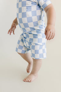 Bamboo Two Piece Shorts Set | Blue Checkered