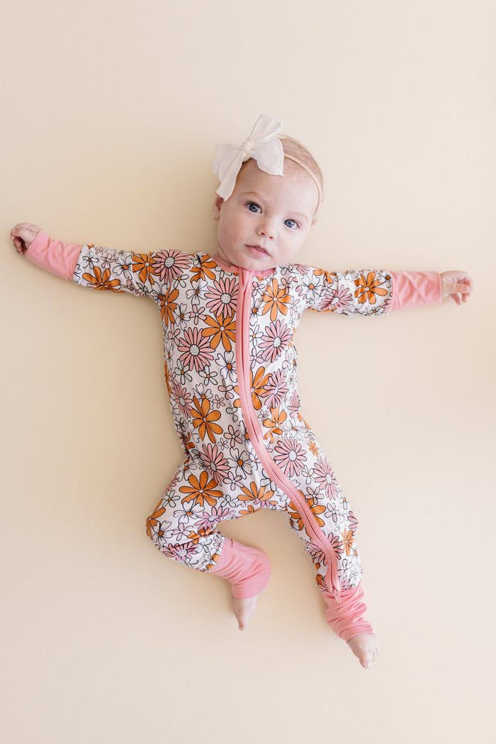 Bamboo Zip Romper | Retro Garden