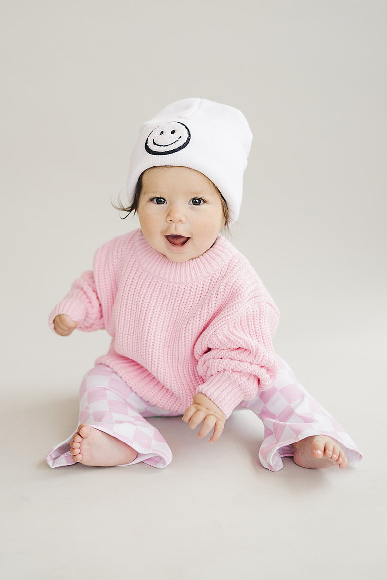 Checkered Flare Pants | Pink