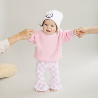 Checkered Flare Pants | Pink