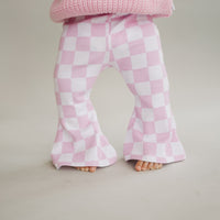 Checkered Flare Pants | Pink