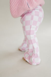 Checkered Flare Pants | Pink