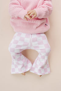 Checkered Flare Pants | Pink