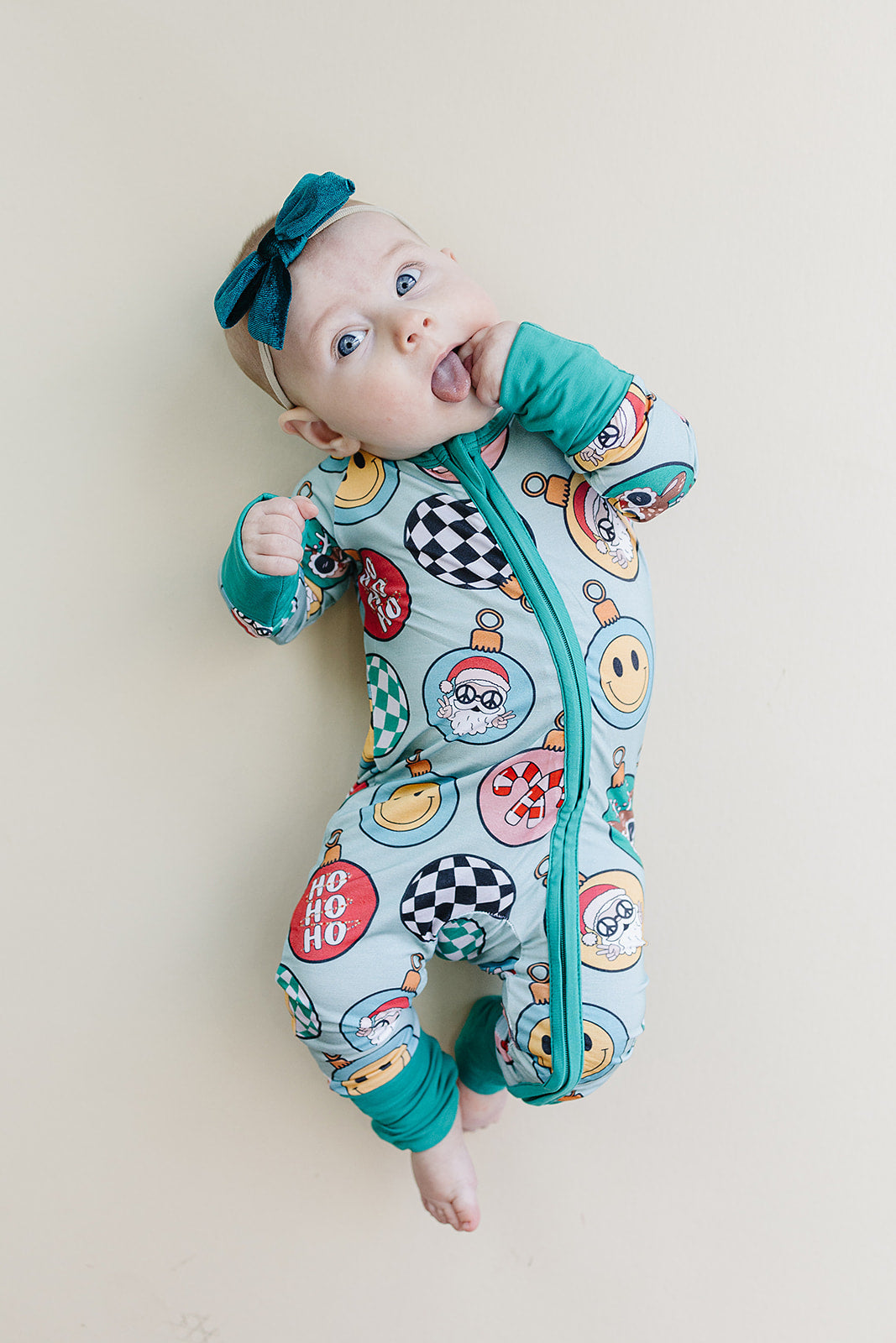 Bamboo Zip Romper | Christmas Ornaments