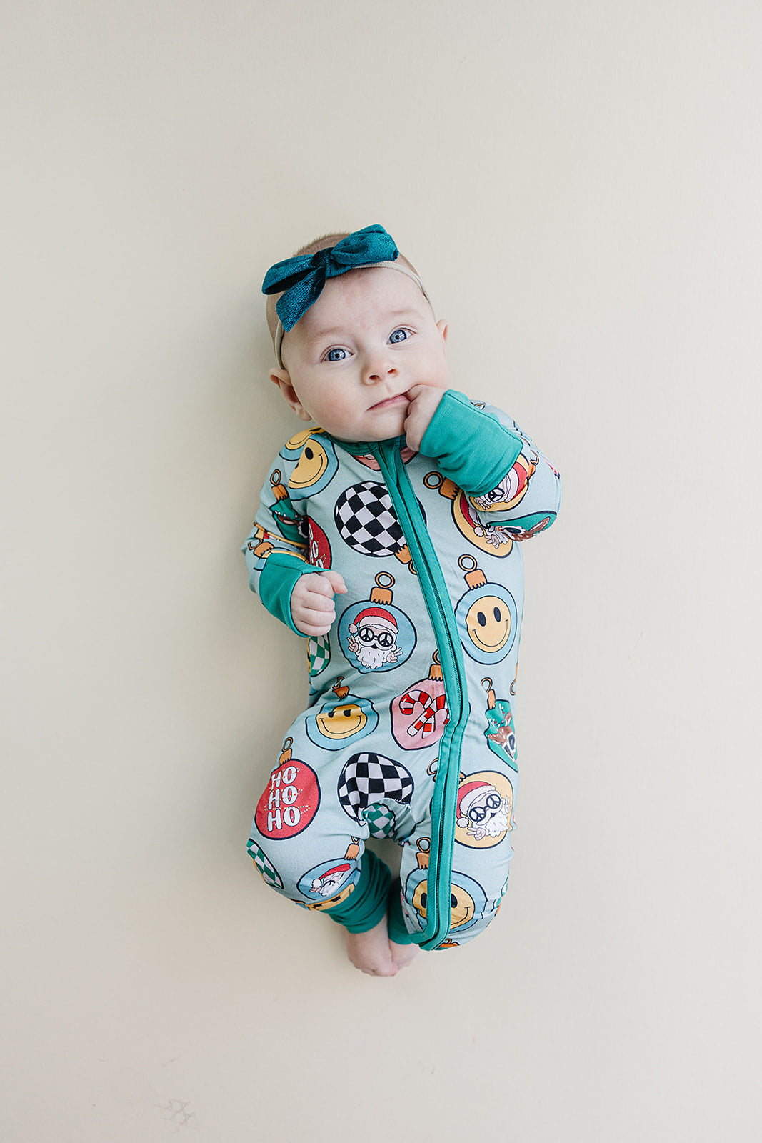 Bamboo Zip Romper | Christmas Ornaments