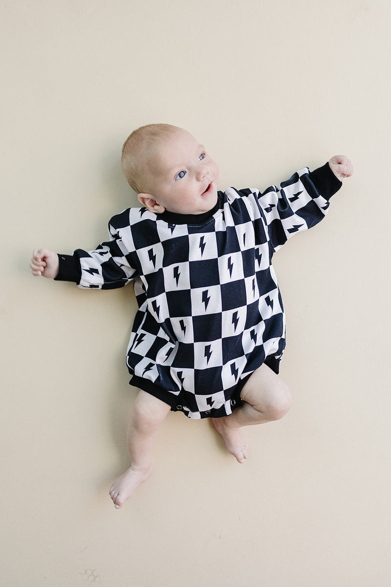 Bubble Romper | Charcoal Bolts