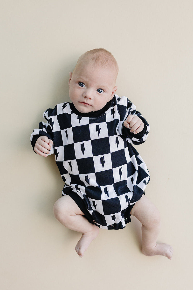 Bubble Romper | Charcoal Bolts