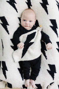 Lightning Bolt Fuzzy Blanket | Black