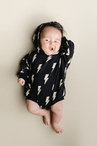 Hooded Bubble Romper  |  Black Bolts