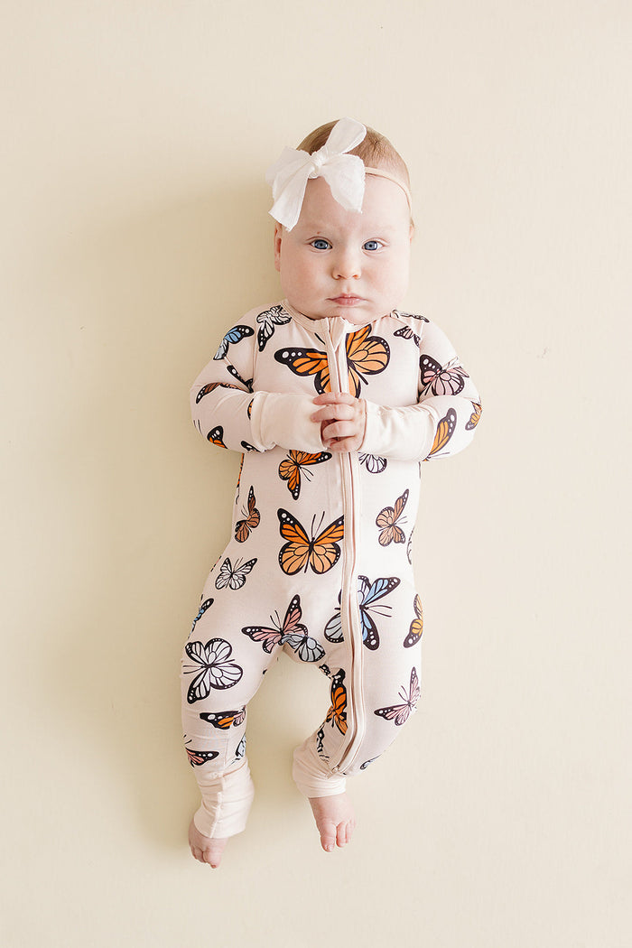 Bamboo Zip Romper | Butterflies