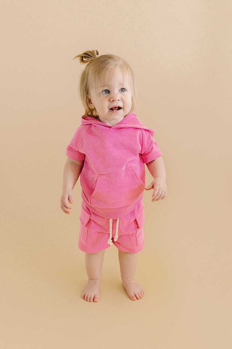 Terry Cargo Shorts Set | Pink