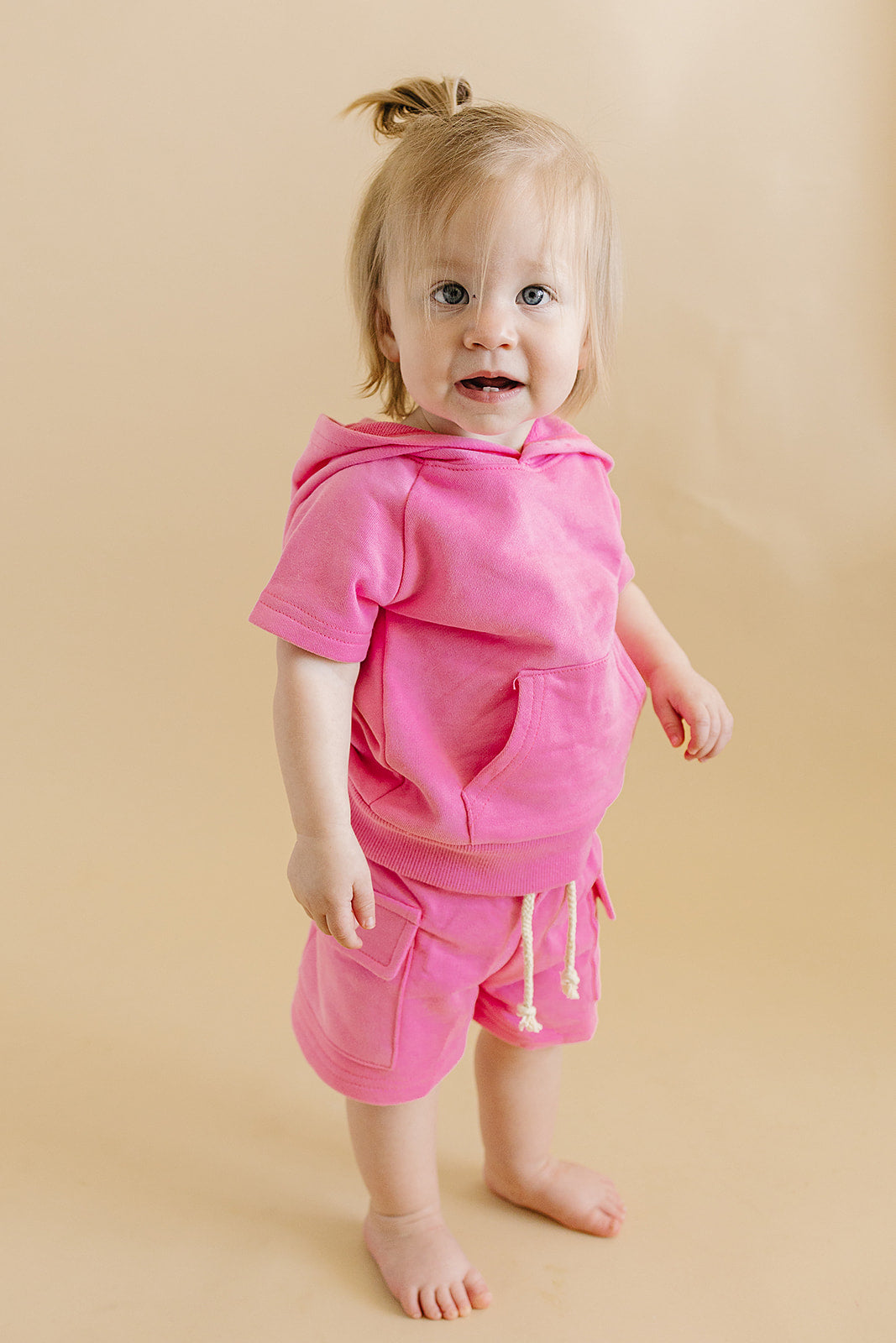 Terry Cargo Shorts Set | Pink