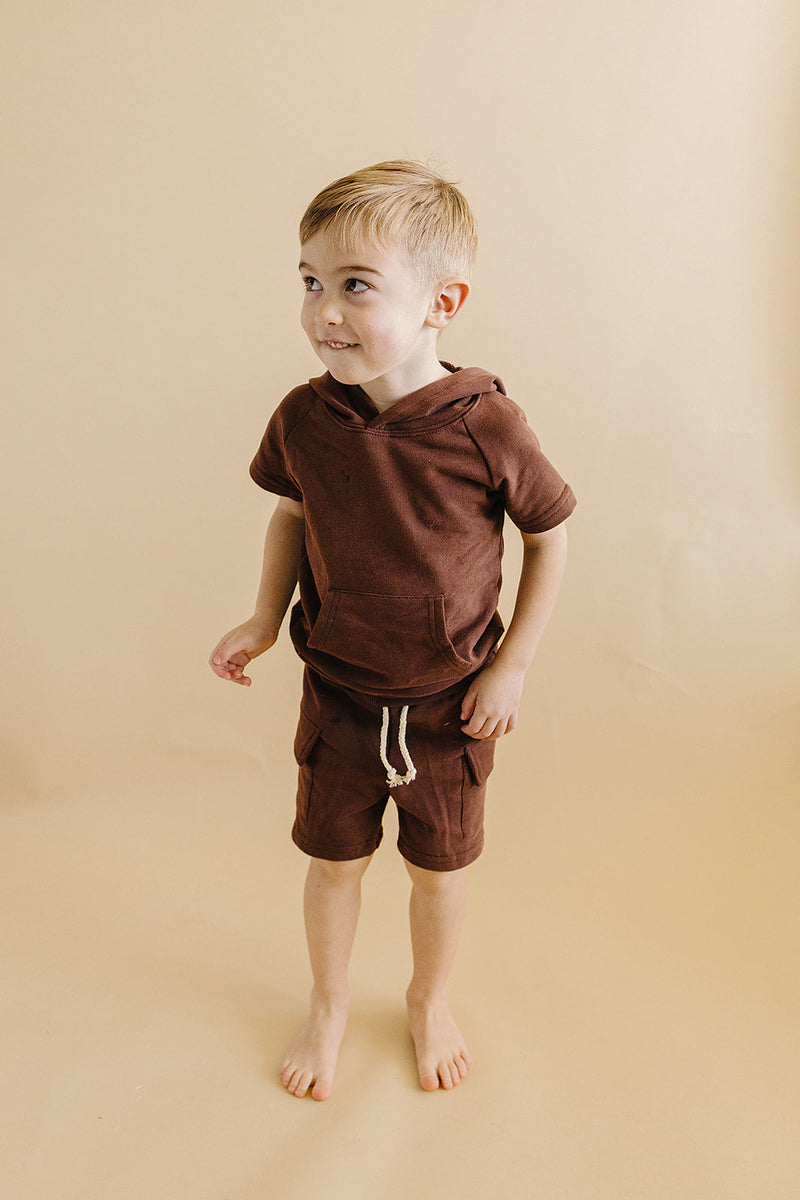 Terry Cargo Shorts Set | Chocolate