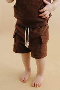 Terry Cargo Shorts Set | Chocolate