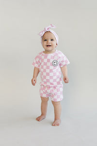 Checkered Shorts Set | Pink
