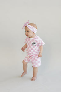 Checkered Shorts Set | Pink