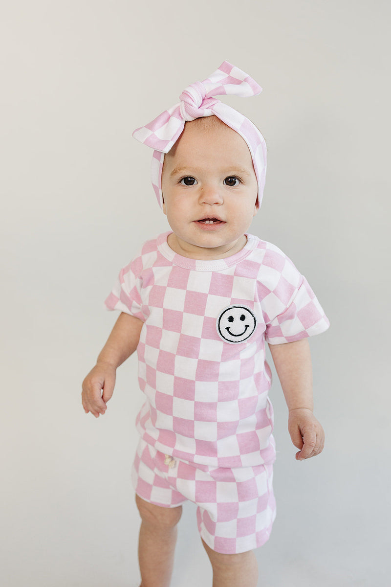 Checkered Shorts Set | Pink