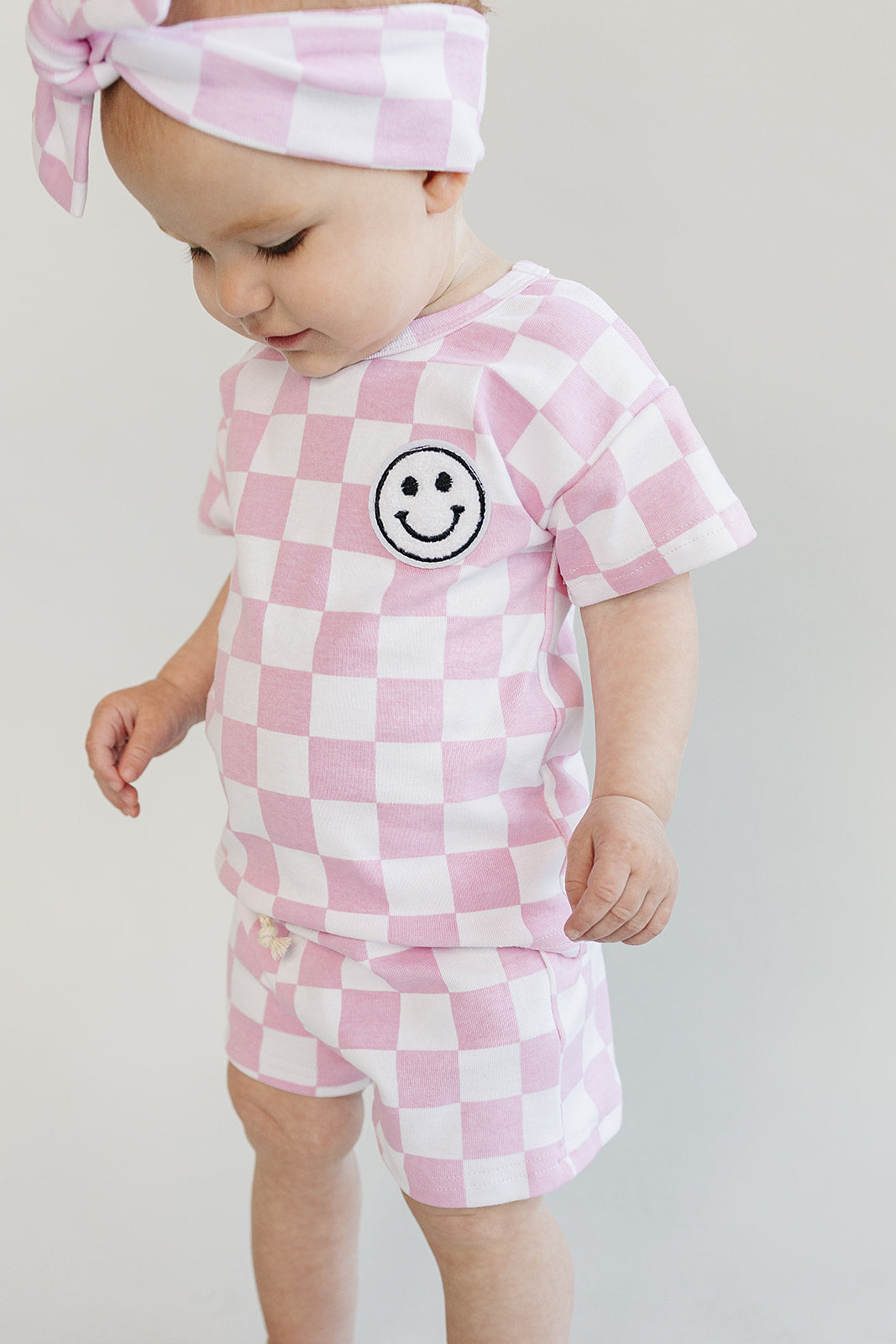 Checkered Shorts Set | Pink