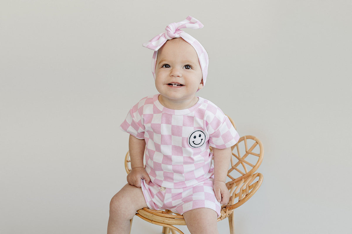 Checkered Shorts Set | Pink