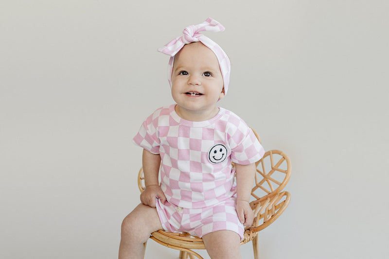 Checkered Shorts Set | Pink