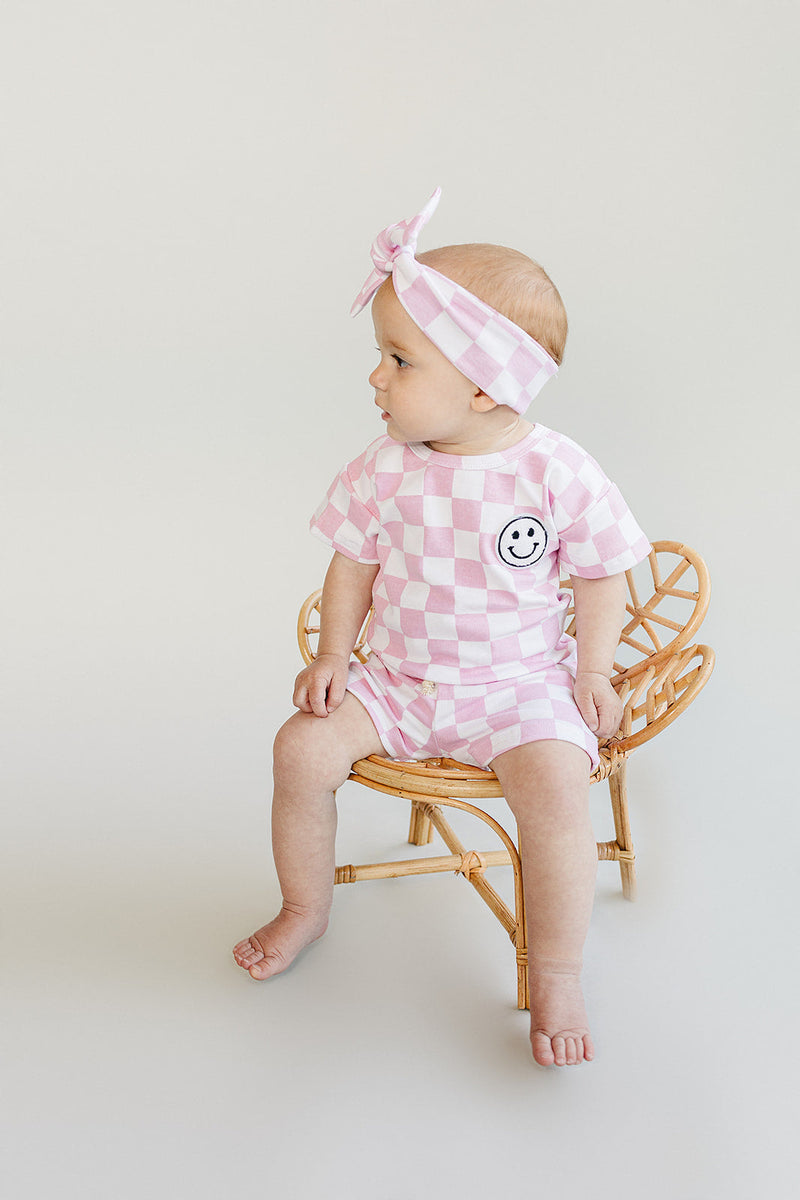 Checkered Shorts Set | Pink