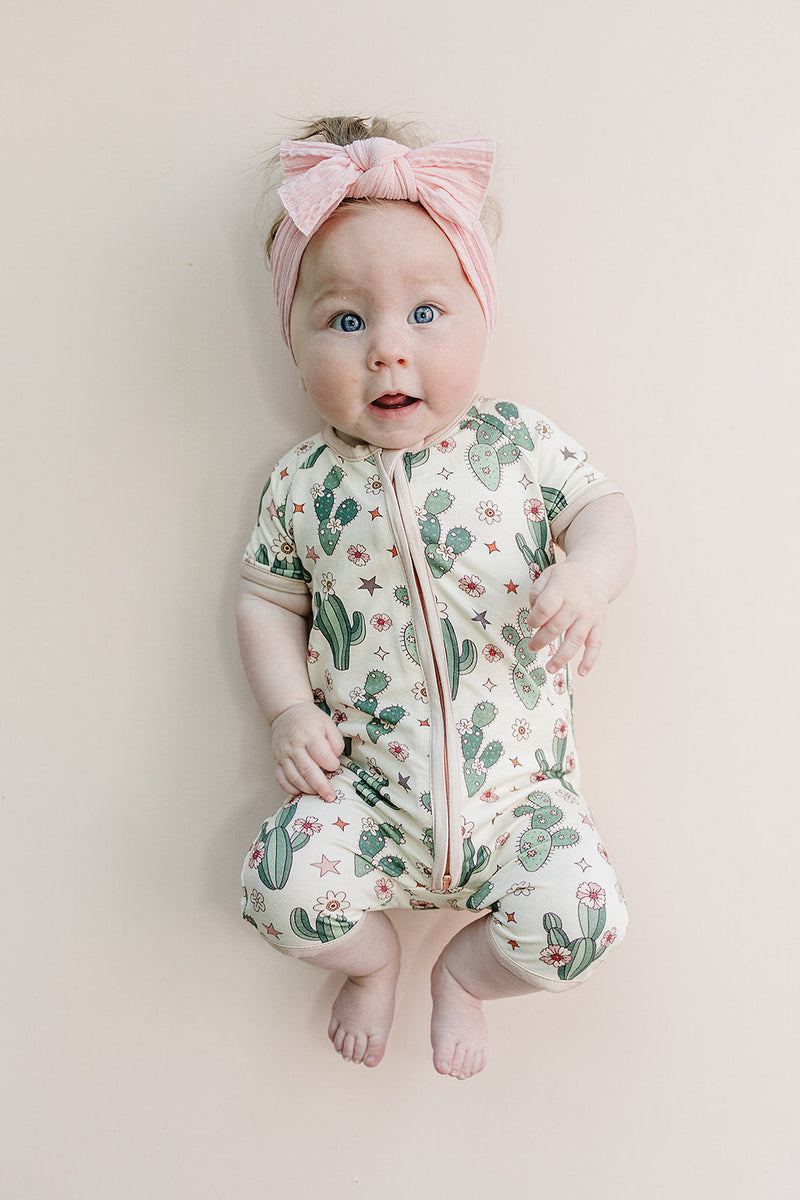 Bamboo Shorty Romper | Cactus Flowers