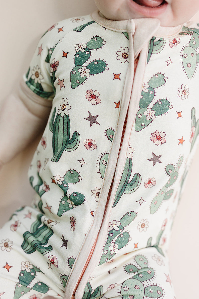 Bamboo Shorty Romper | Cactus Flowers