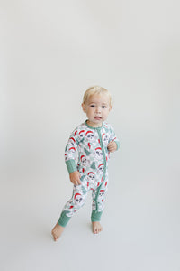Bamboo Zip Romper | Checkered Santa