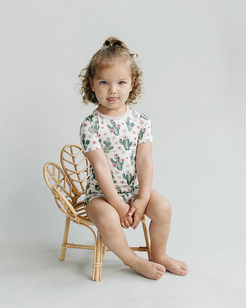 Bamboo Two Piece Shorts Set | Cactus Flowers