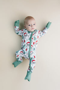 Bamboo Zip Romper | Checkered Santa