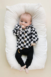 Cotton Shacket | Smiley Checkered Black