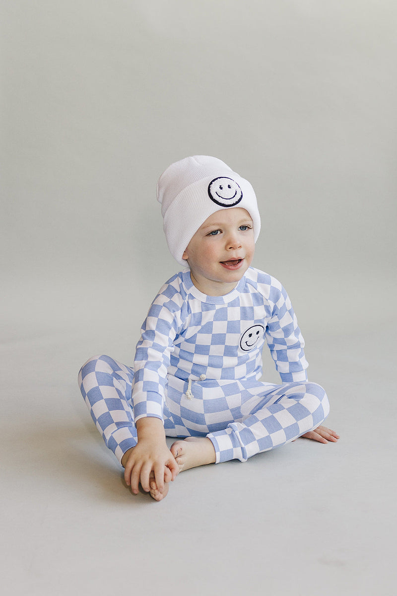 Checkered Smiley Lounge Set | Blue