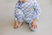 Checkered Smiley Lounge Set | Blue