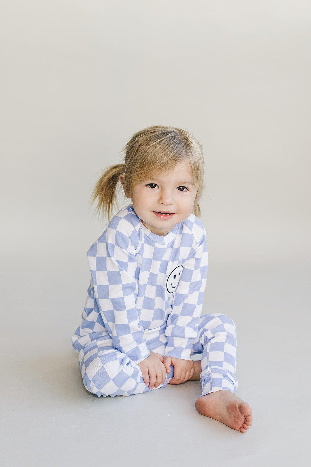 Checkered Smiley Lounge Set | Blue