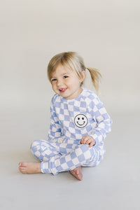 Checkered Smiley Lounge Set | Blue