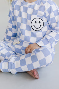Checkered Smiley Lounge Set | Blue