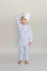 Checkered Smiley Lounge Set | Blue