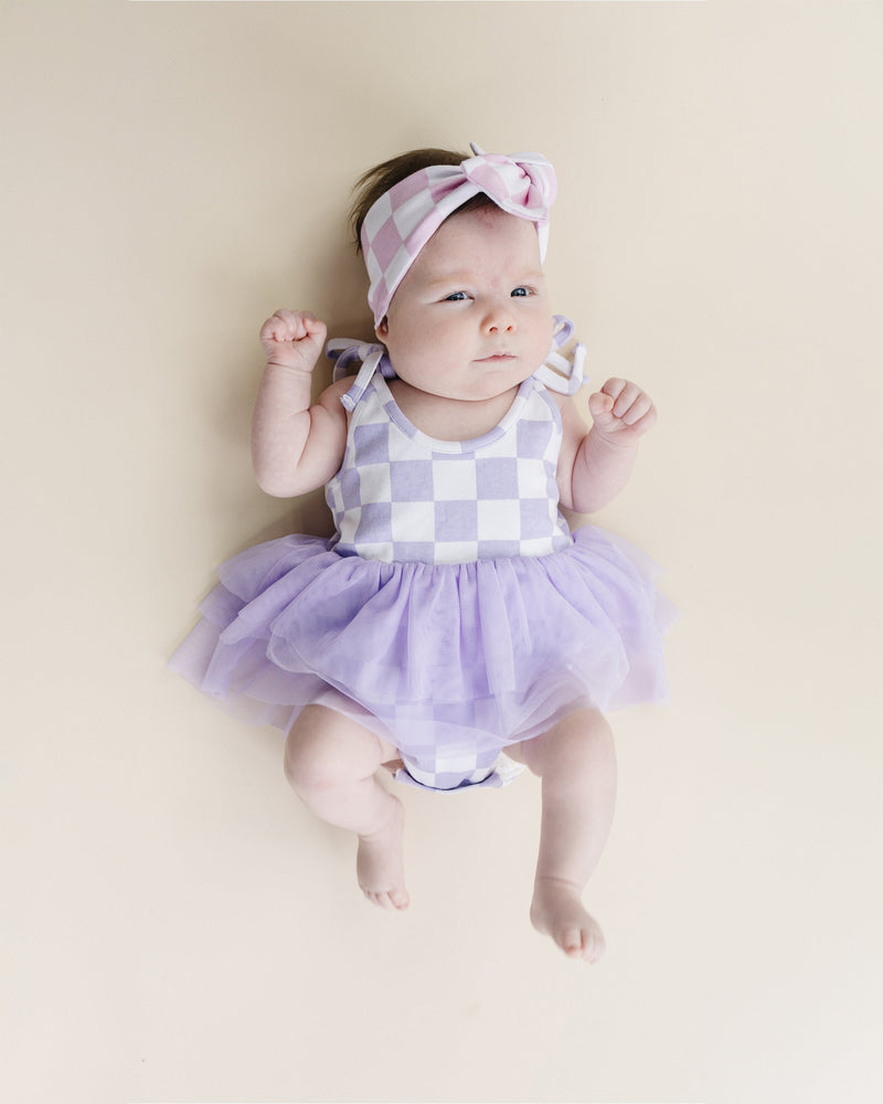 Tutu Romper | Checkered Lavender