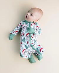 Bamboo Zip Romper | Checkered Santa