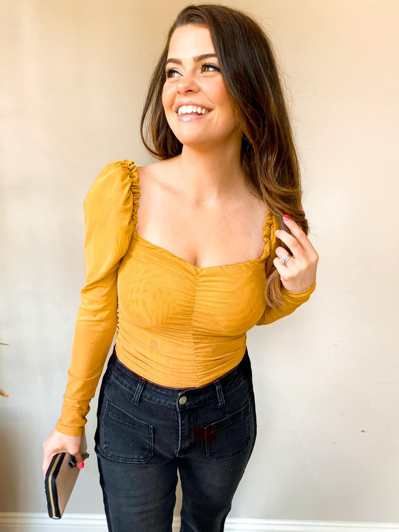 Scrunched Mustard Bodysuit - FINAL SALE