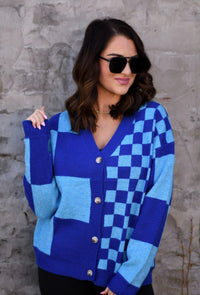 **Pre-Order** Blue Checkered Cardigan