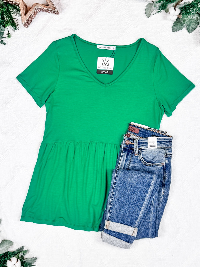 IN STOCK Sarah Ruffle Short Sleeve - Green