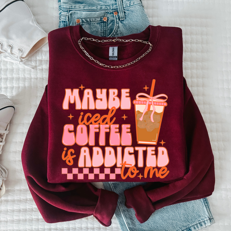 Iced Coffee Tee/Sweatshirt -maroon